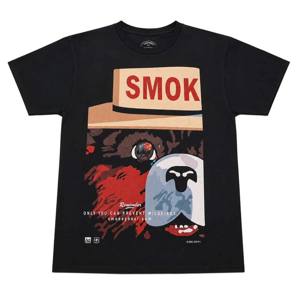 Smokey Bear Only You Can Prevent Wildfires Graphic T-Shirt Black Mens Medium